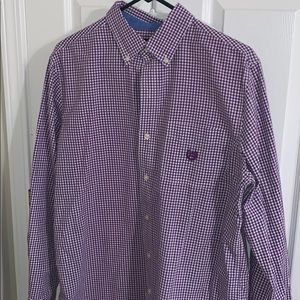 Chaps Medium Purple Checkered Button Down